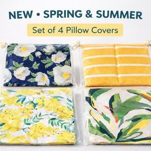 Set of 4 Decorative Floral Pillow Covers 18x18 New